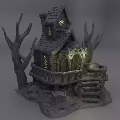Witch Hut Tabletop Terrain 28 MM 3D print model