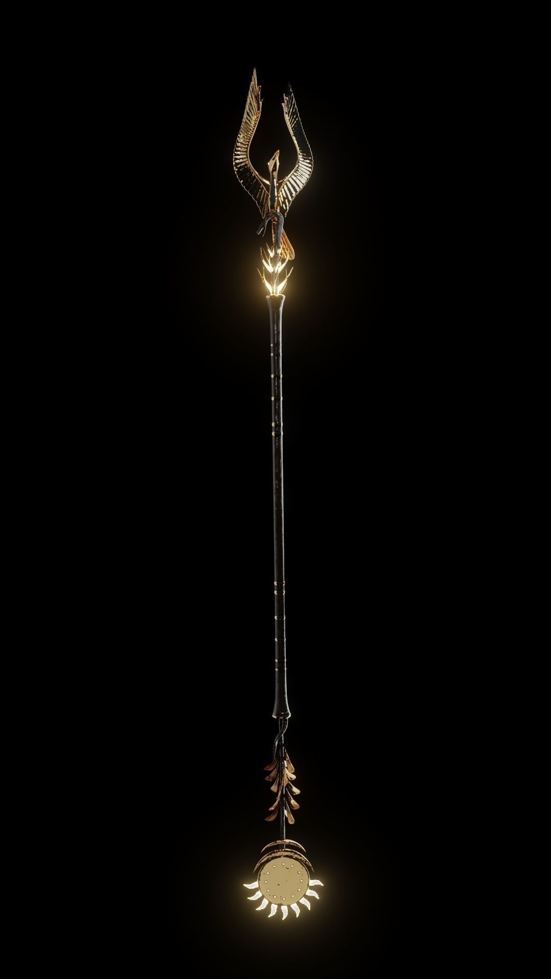 Immortal Phoenix Staff Weapon Low-poly 3D model_1