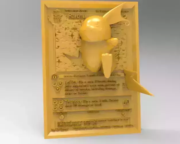 Raichu 3D 4D Card Custom 3D Printing File Pokemon New Card