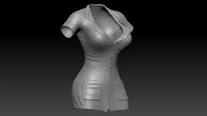 High-poly model nurse gown