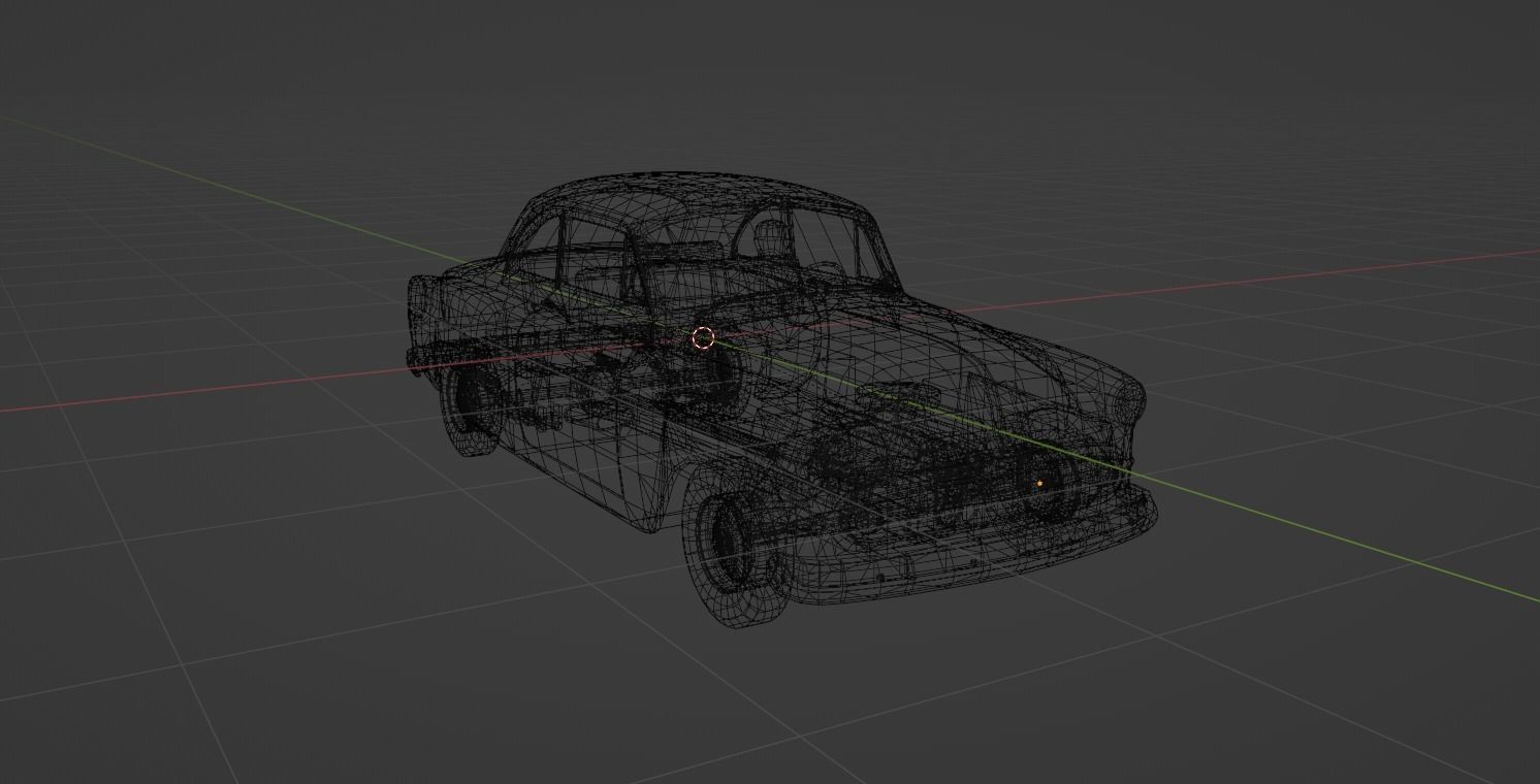 1950s Classic Car 2 Low-poly 3D model_4