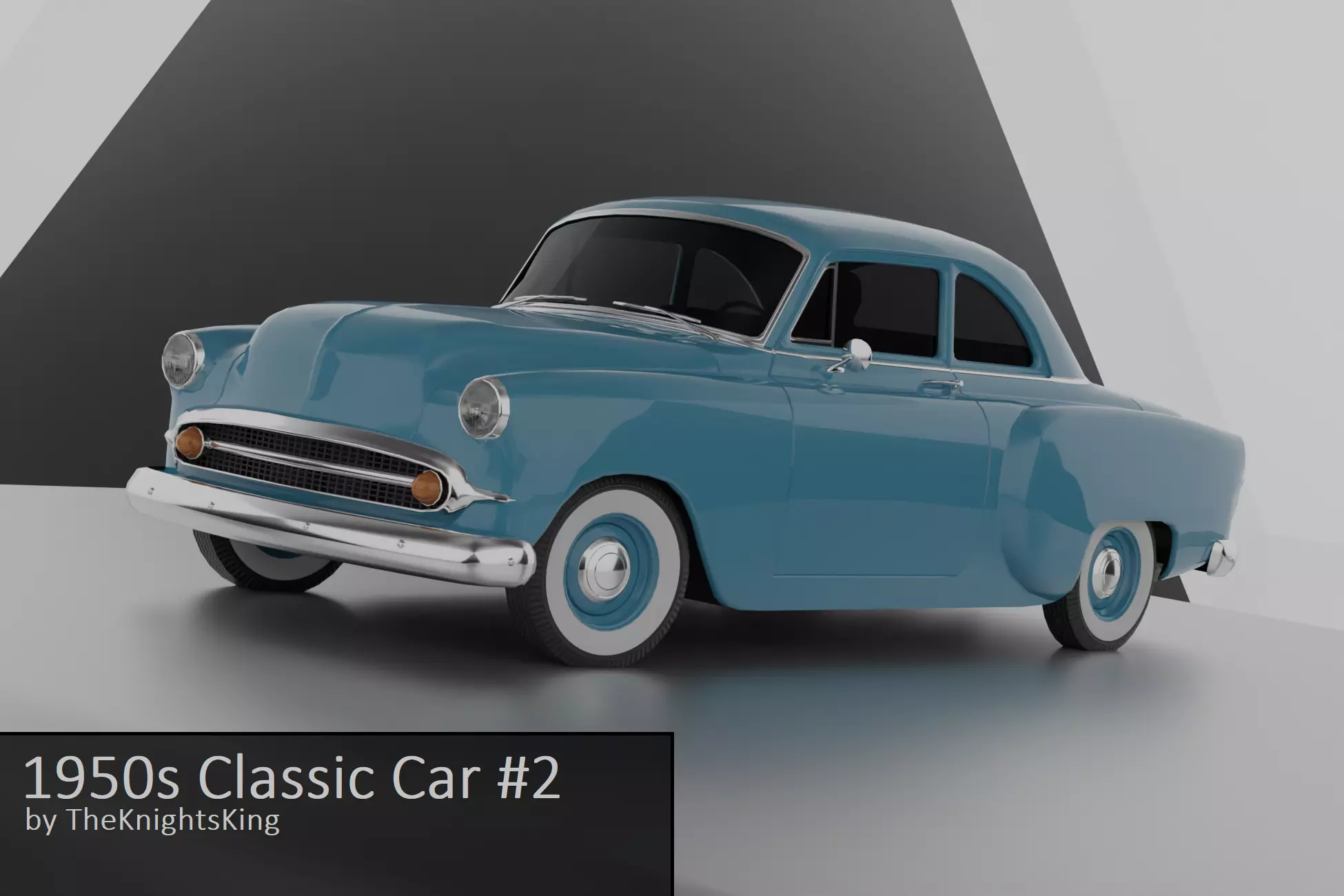 1950s Classic Car 2 Low-poly 3D model_0