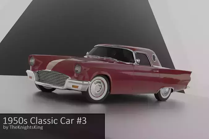 1950s Classic Car 3 Low-poly 3D model