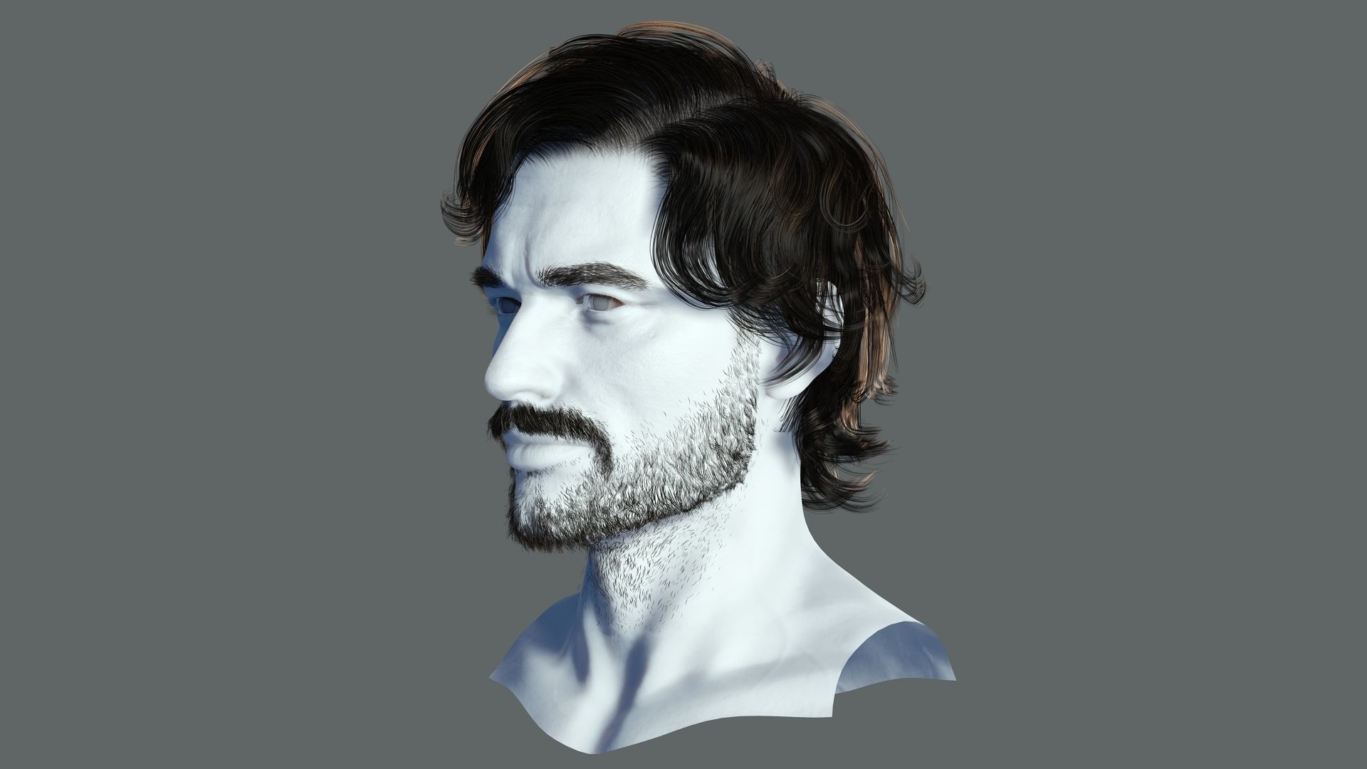 Realtime hair man low poly Hairstyle 2 Low-poly 3D model_9