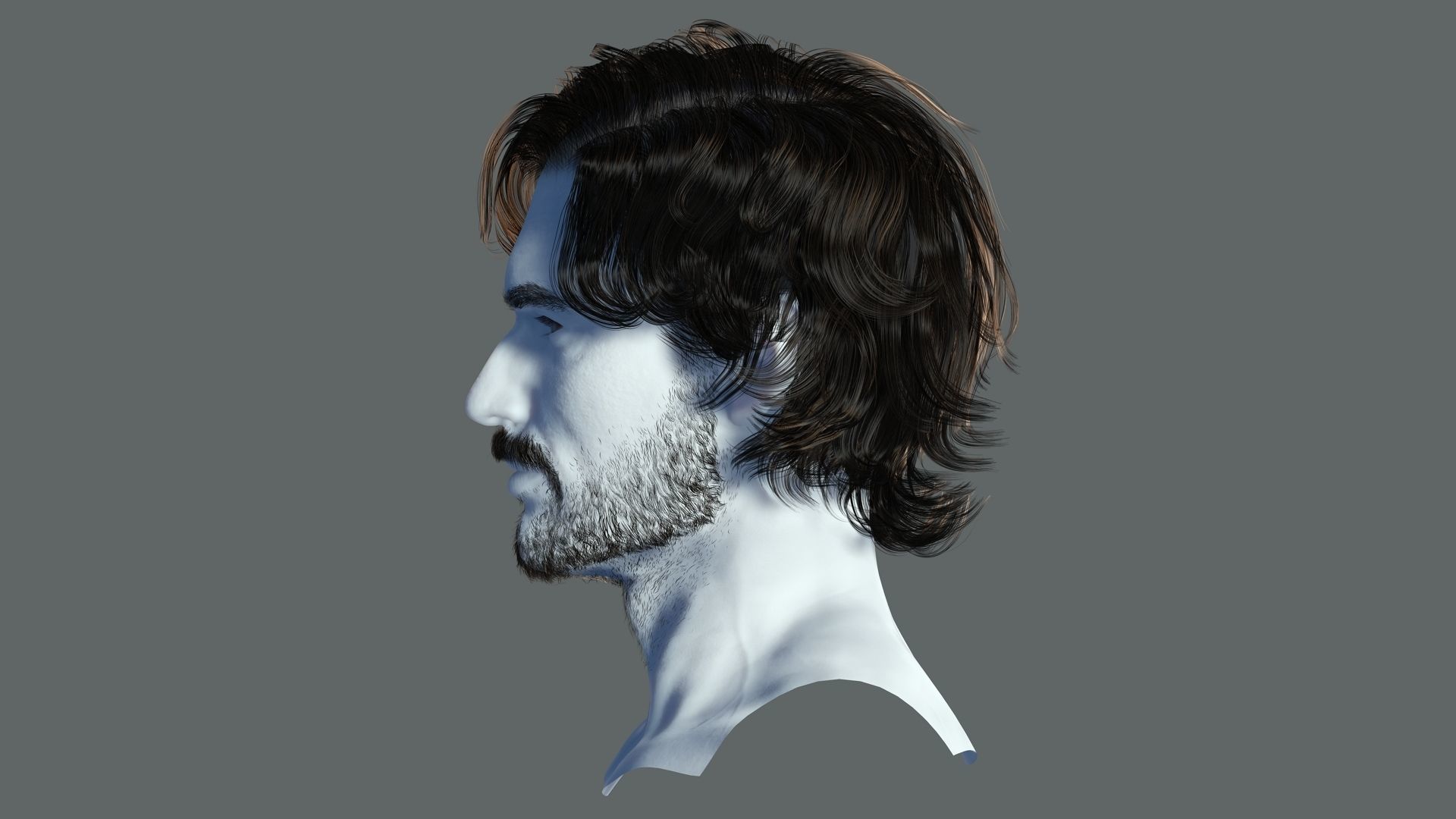 Realtime hair man low poly Hairstyle 2 Low-poly 3D model_8
