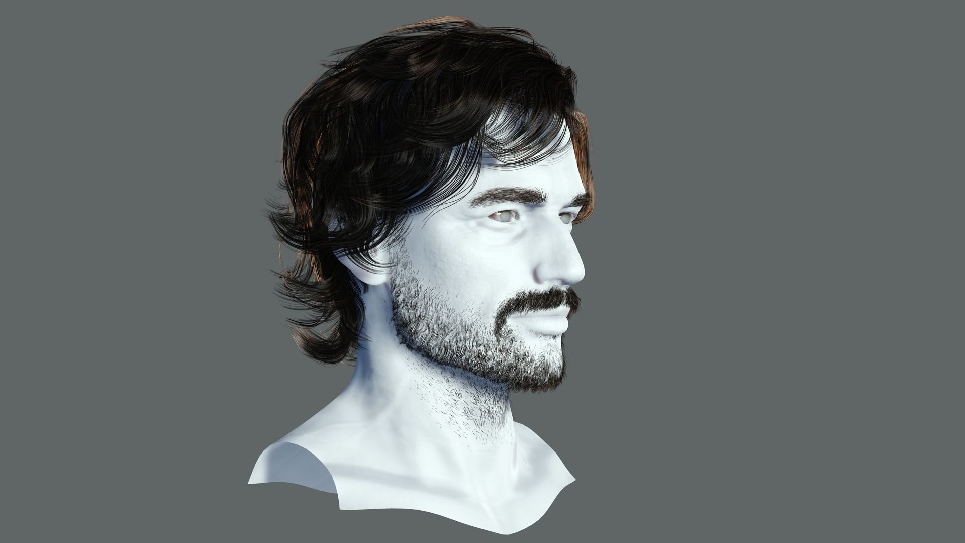 Realtime hair man low poly Hairstyle 2 Low-poly 3D model_3