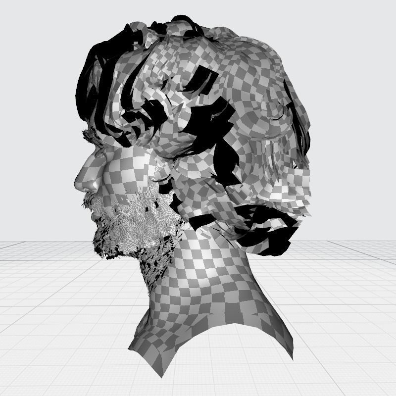 Realtime hair man low poly Hairstyle 2 Low-poly 3D model_20