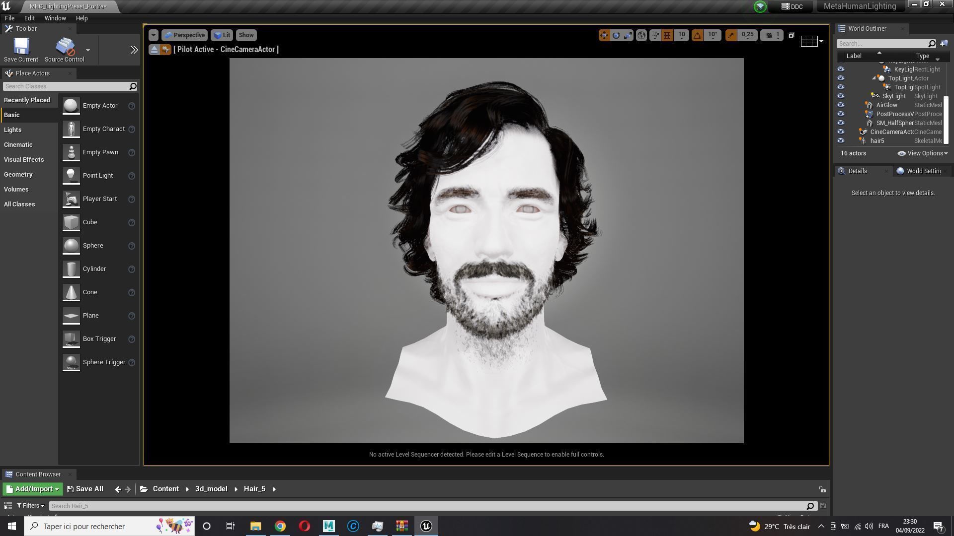 Realtime hair man low poly Hairstyle 2 Low-poly 3D model_17