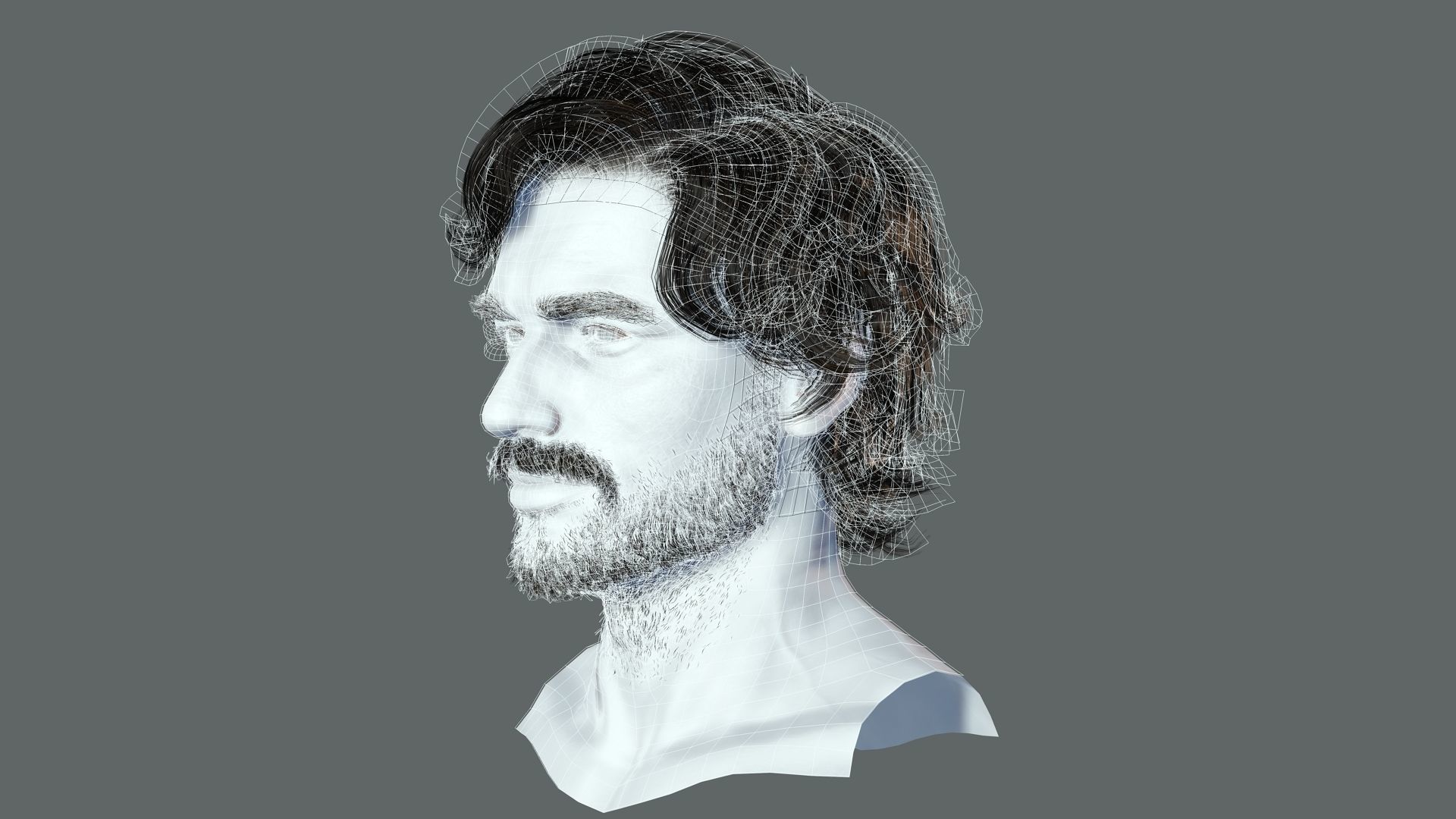 Realtime hair man low poly Hairstyle 2 Low-poly 3D model_16