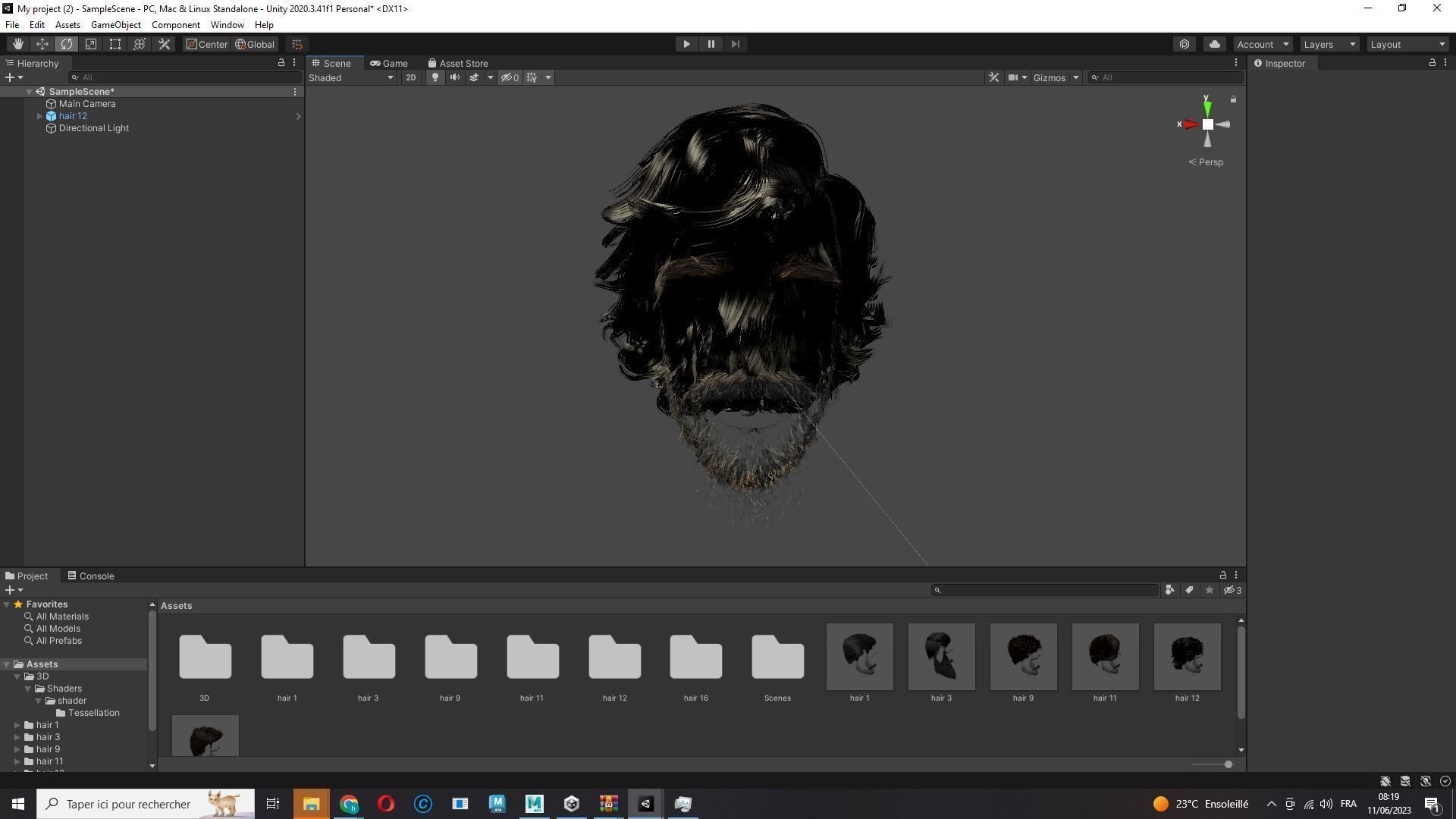 Realtime hair man low poly Hairstyle 2 Low-poly 3D model_23