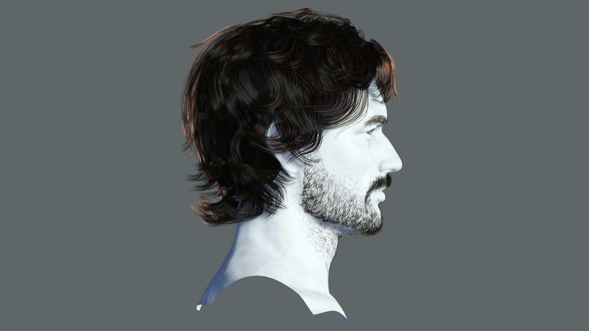 Realtime hair man low poly Hairstyle 2 Low-poly 3D model_4