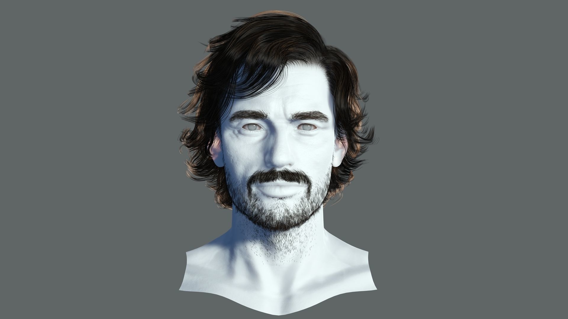 Realtime hair man low poly Hairstyle 2 Low-poly 3D model_2