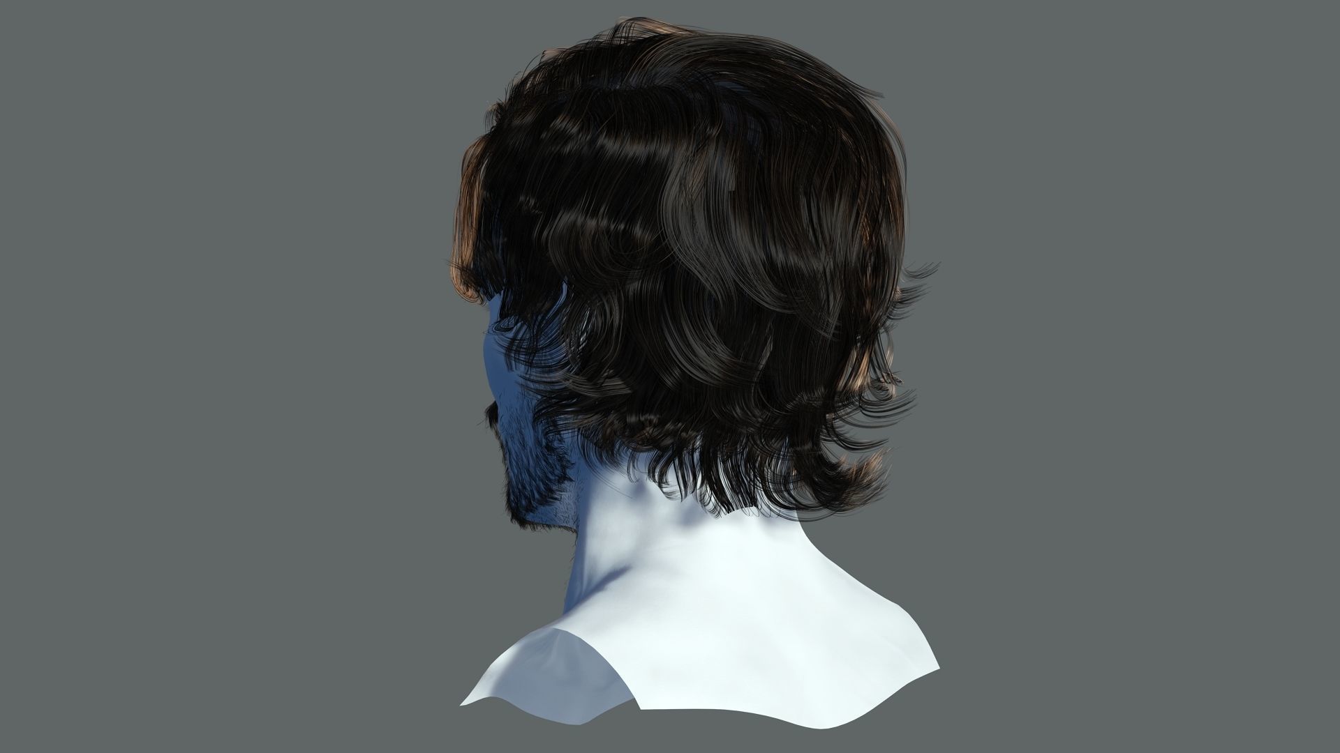 Realtime hair man low poly Hairstyle 2 Low-poly 3D model_7