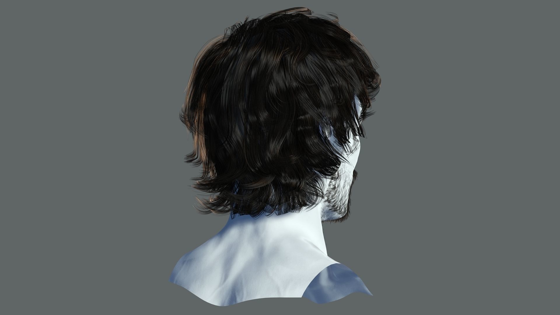 Realtime hair man low poly Hairstyle 2 Low-poly 3D model_5