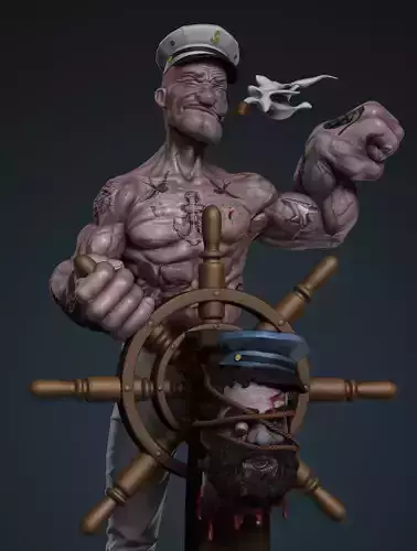 POPEYE BADASS -  FUNART 3D print model POPEYE BADASS -  FUNART 3D print model