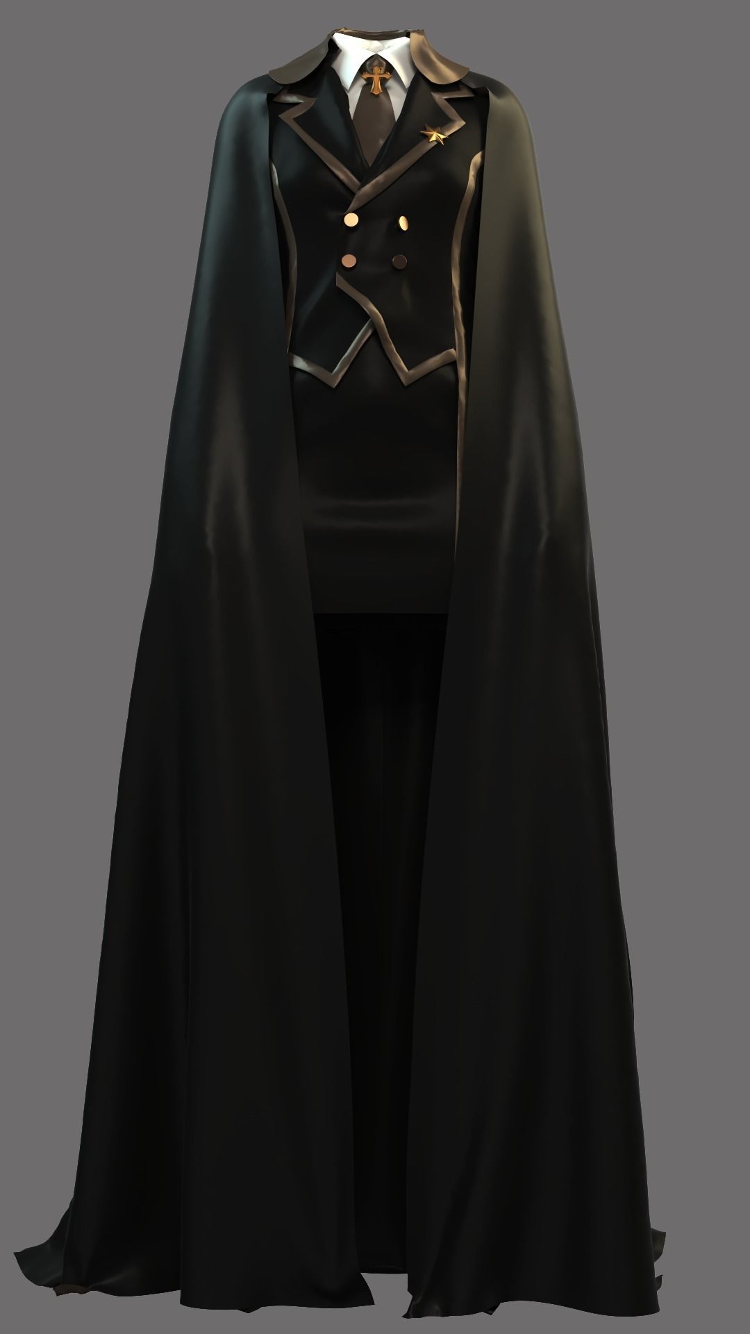 Dress with cape 3D model_1