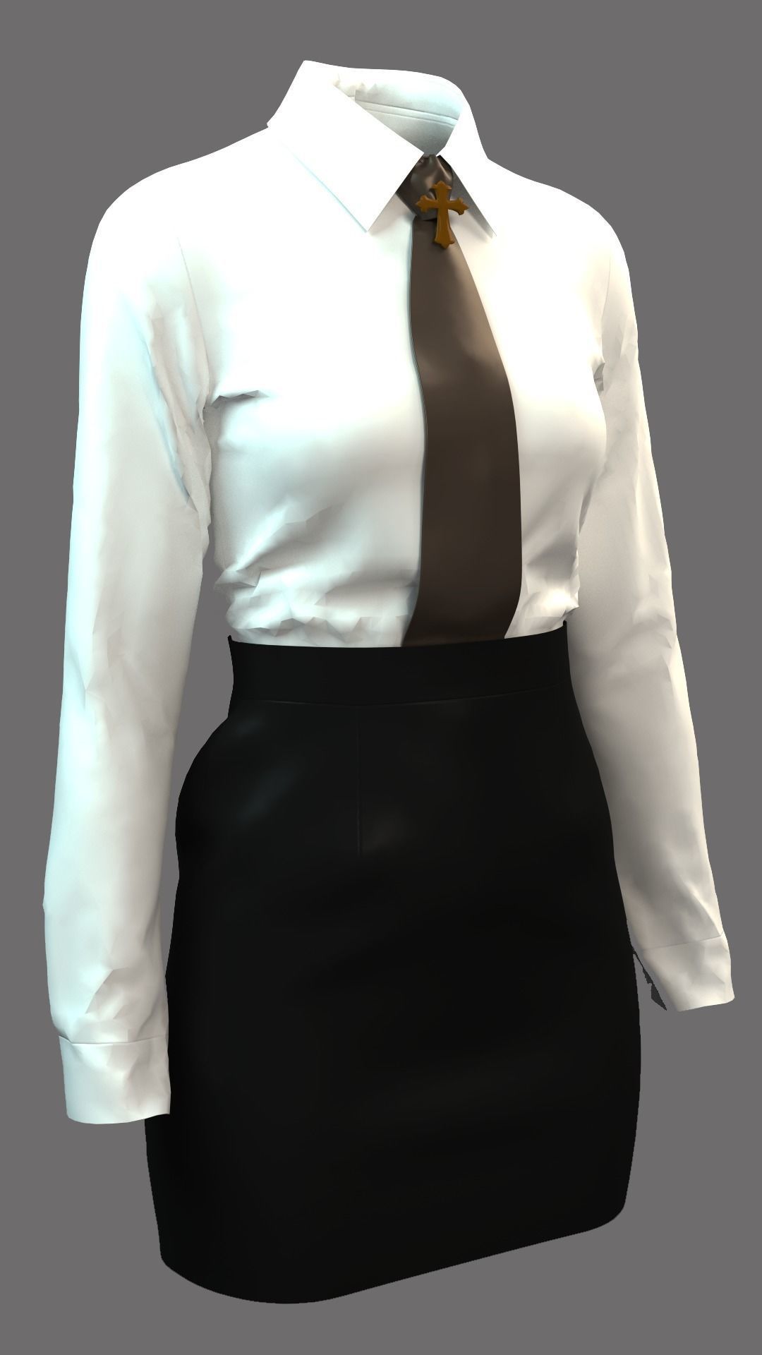 Dress with cape 3D model_3