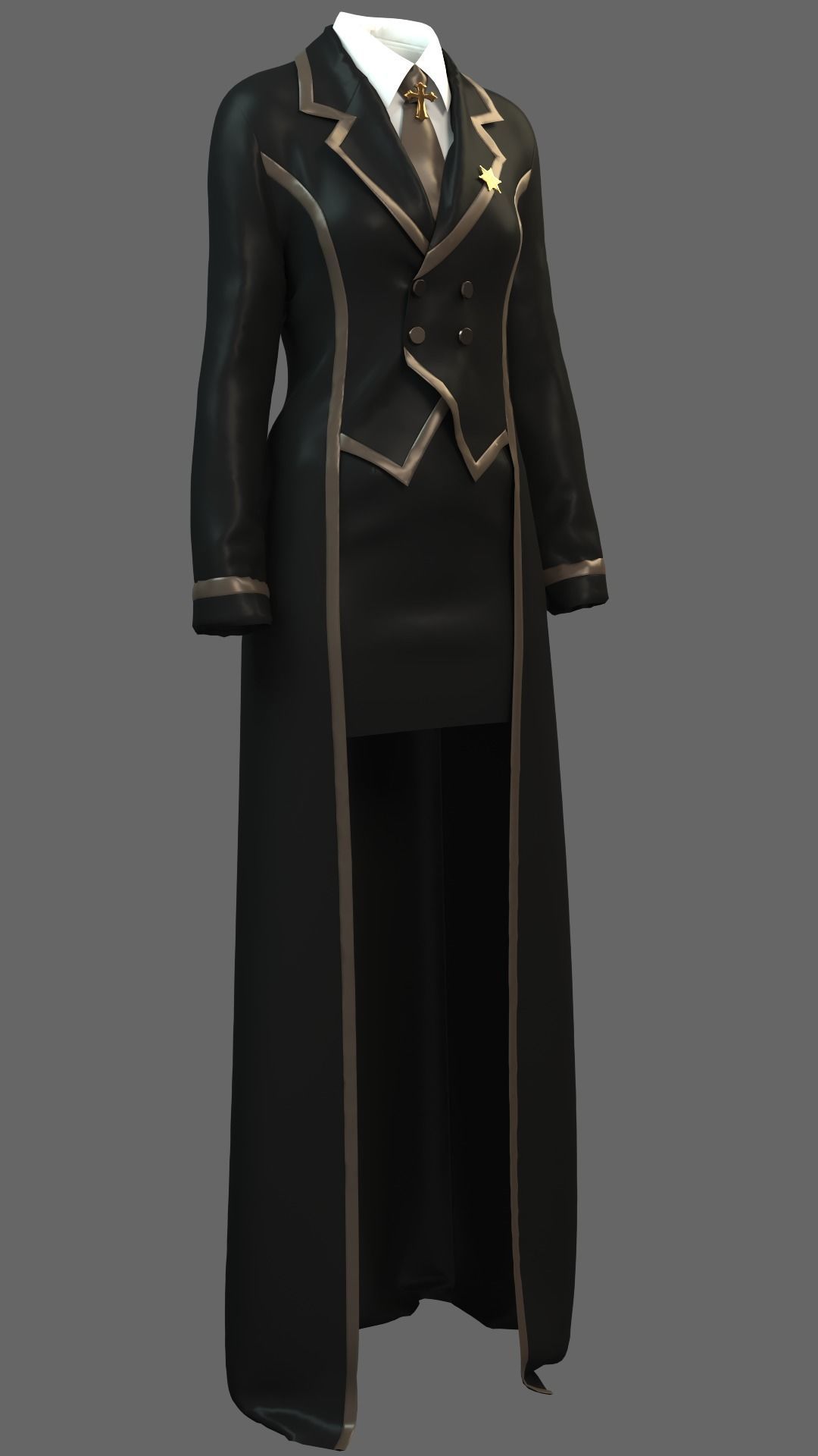 Dress with cape 3D model_2