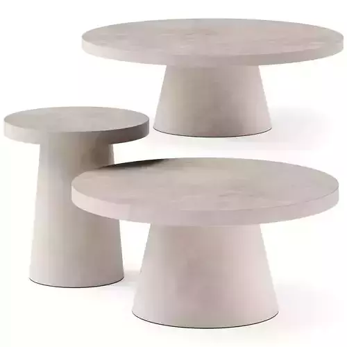 West Elm Two-Tone Concrete Round Side Coffee Tables