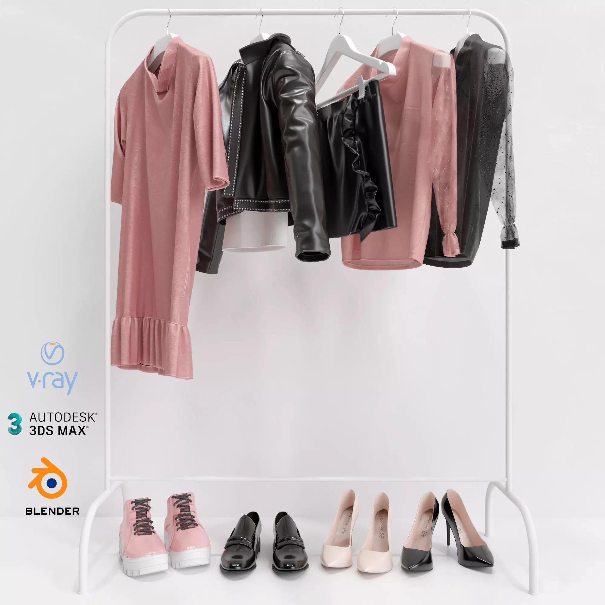 Pink Women Wardrobe 3D model_0