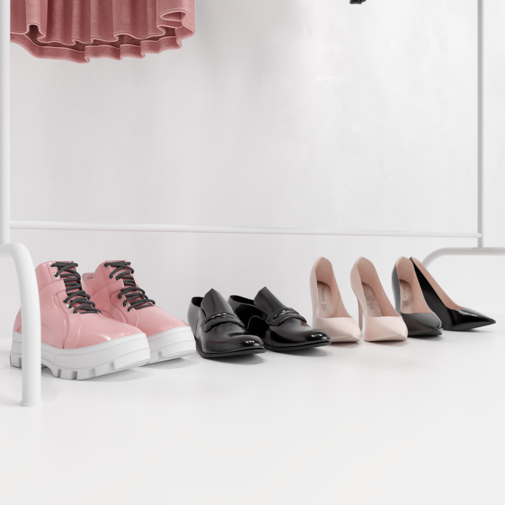 Pink Women Wardrobe 3D model_5