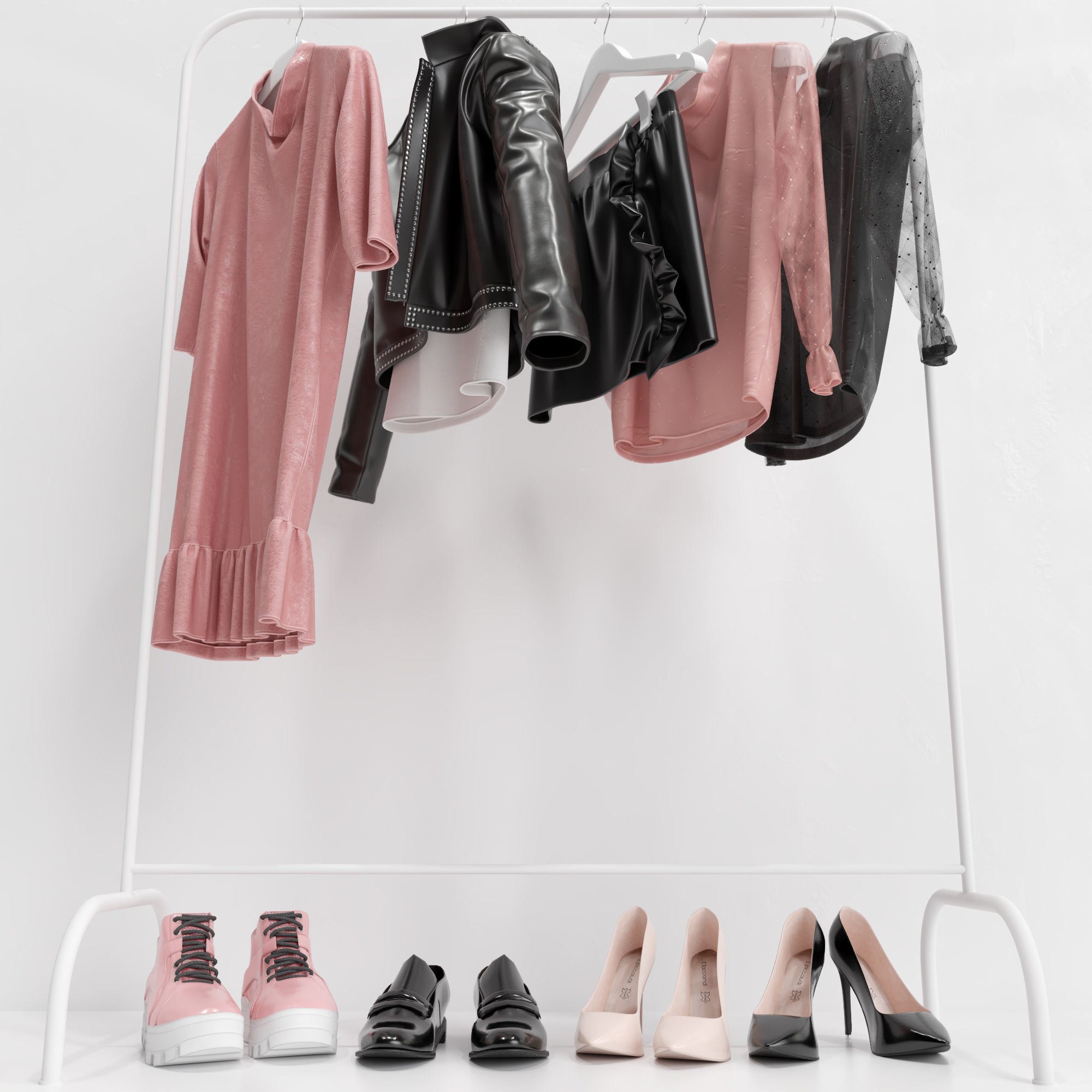 Pink Women Wardrobe 3D model_8