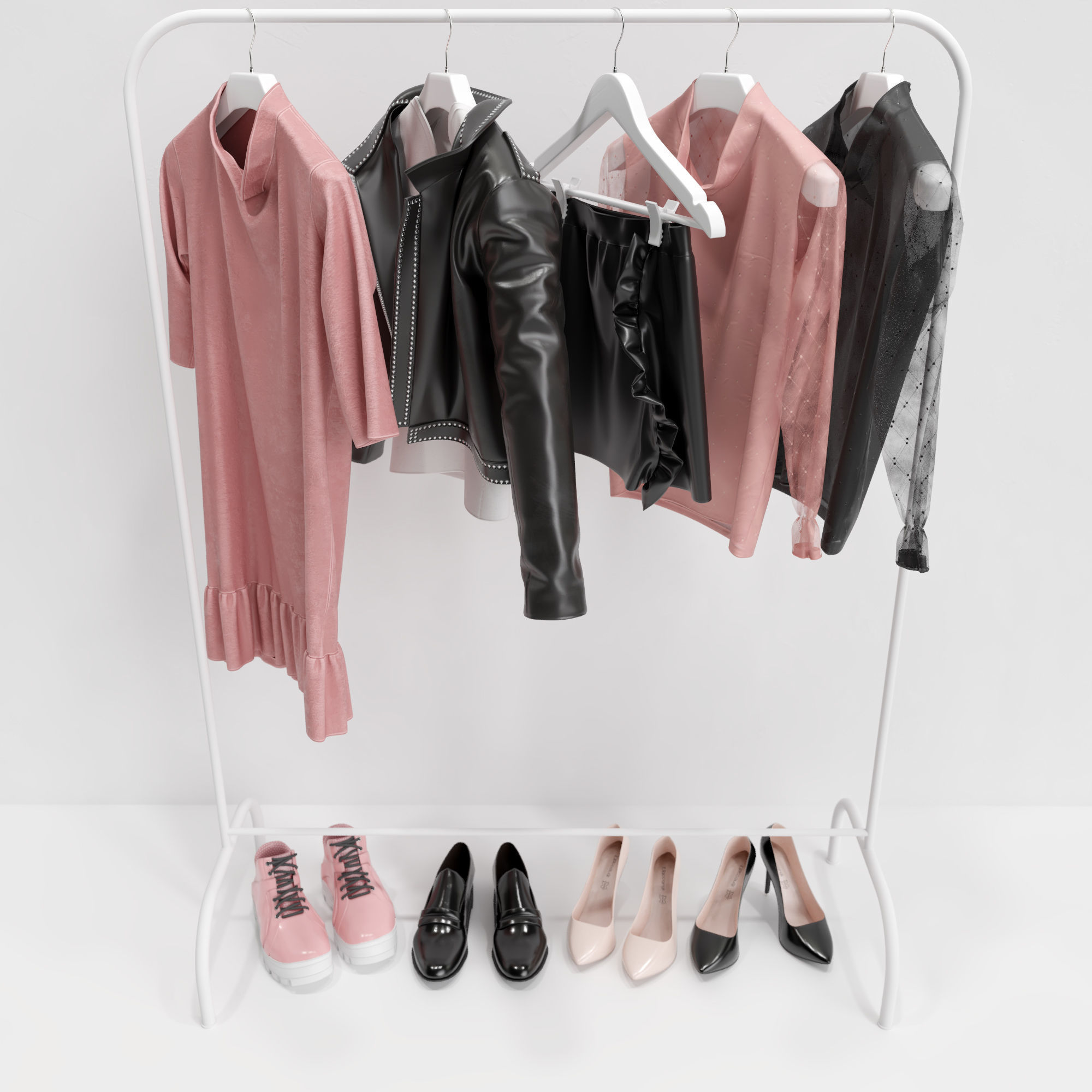 Pink Women Wardrobe 3D model_7