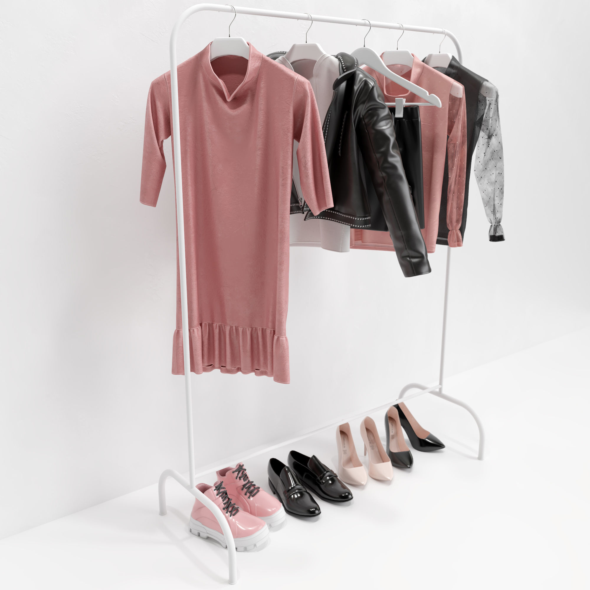 Pink Women Wardrobe 3D model_9