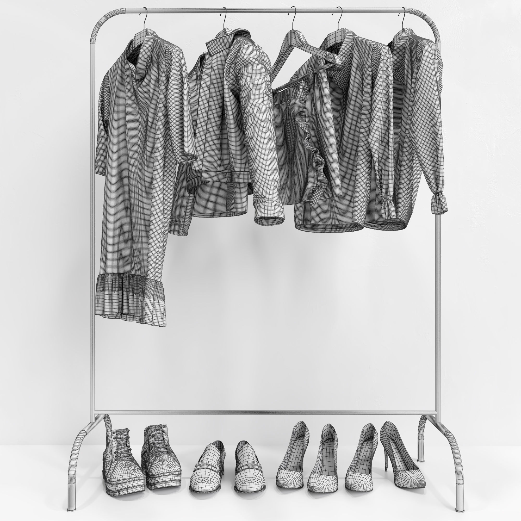 Pink Women Wardrobe 3D model_12