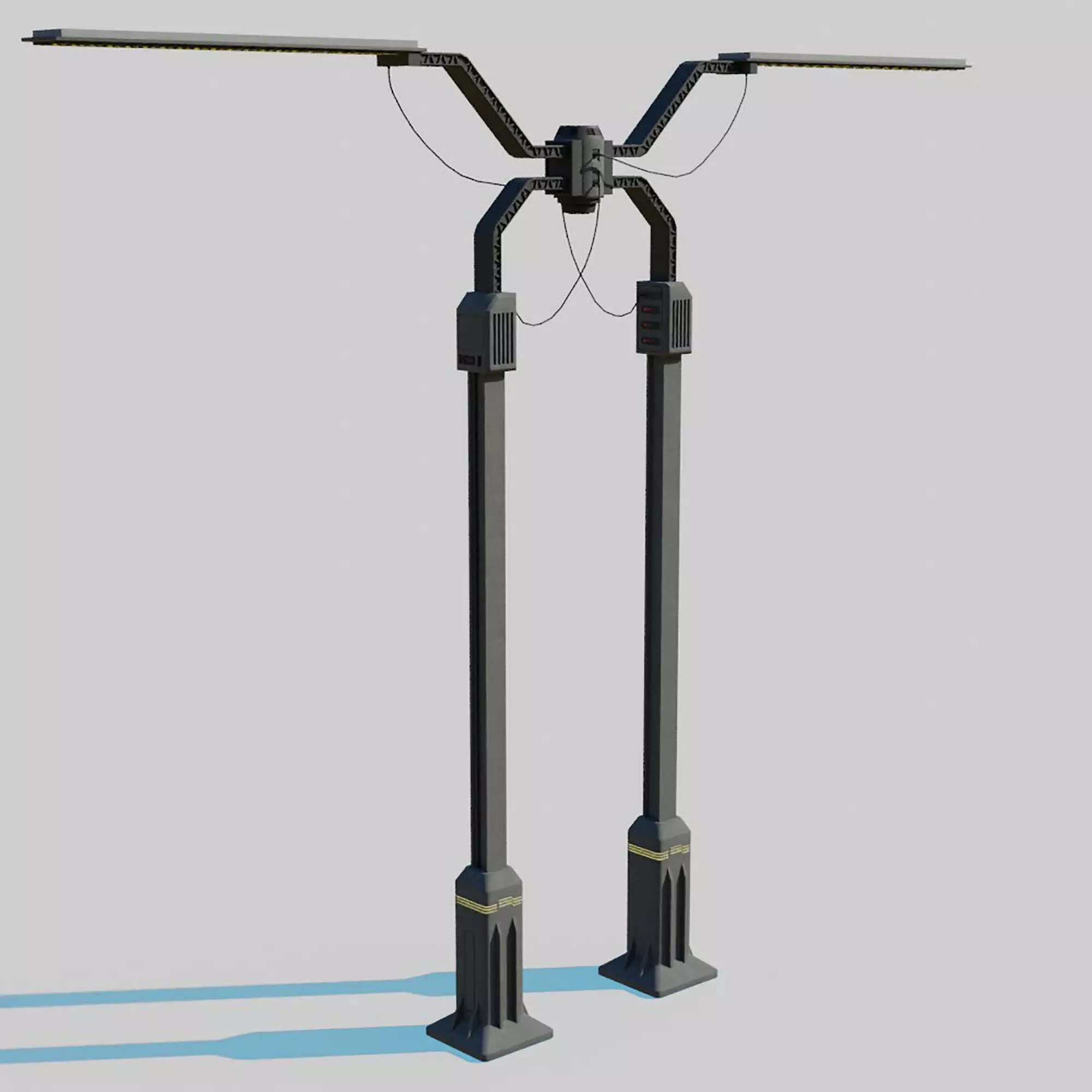 Cyberpunk Street Lamp Double 3D model
