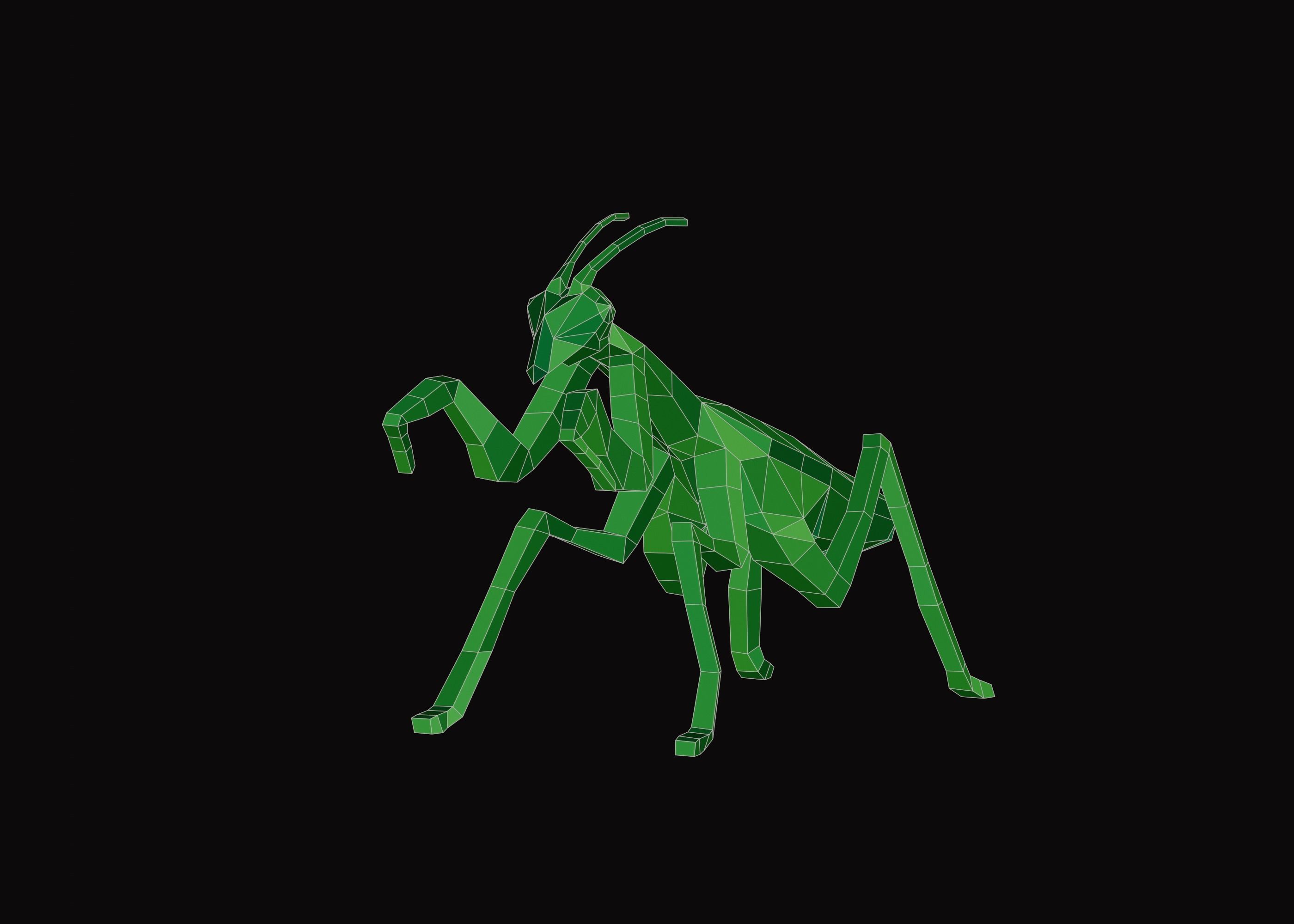 Polygonal Praying Mantis Low-poly 3D model_2