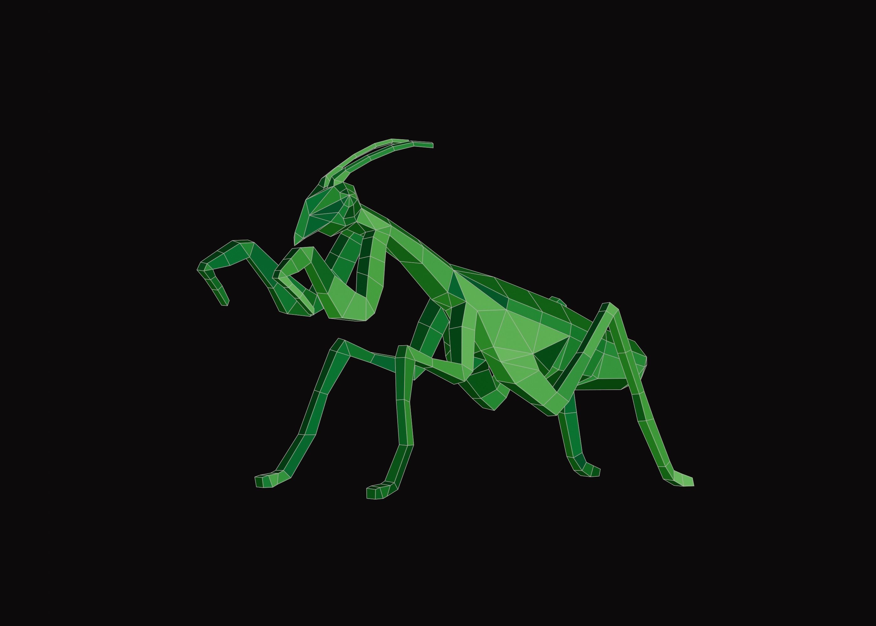 Polygonal Praying Mantis Low-poly 3D model_1