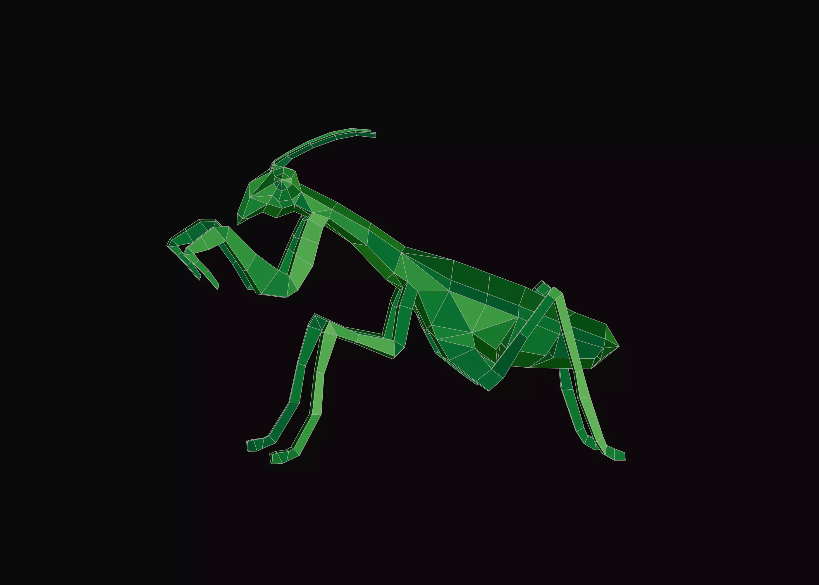 Polygonal Praying Mantis Low-poly 3D model_0