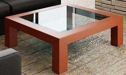 wood and glass coffee table Free 3D model