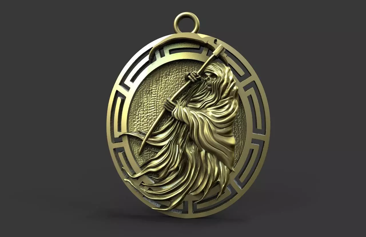 Grim reaper pendant 3D print model_0