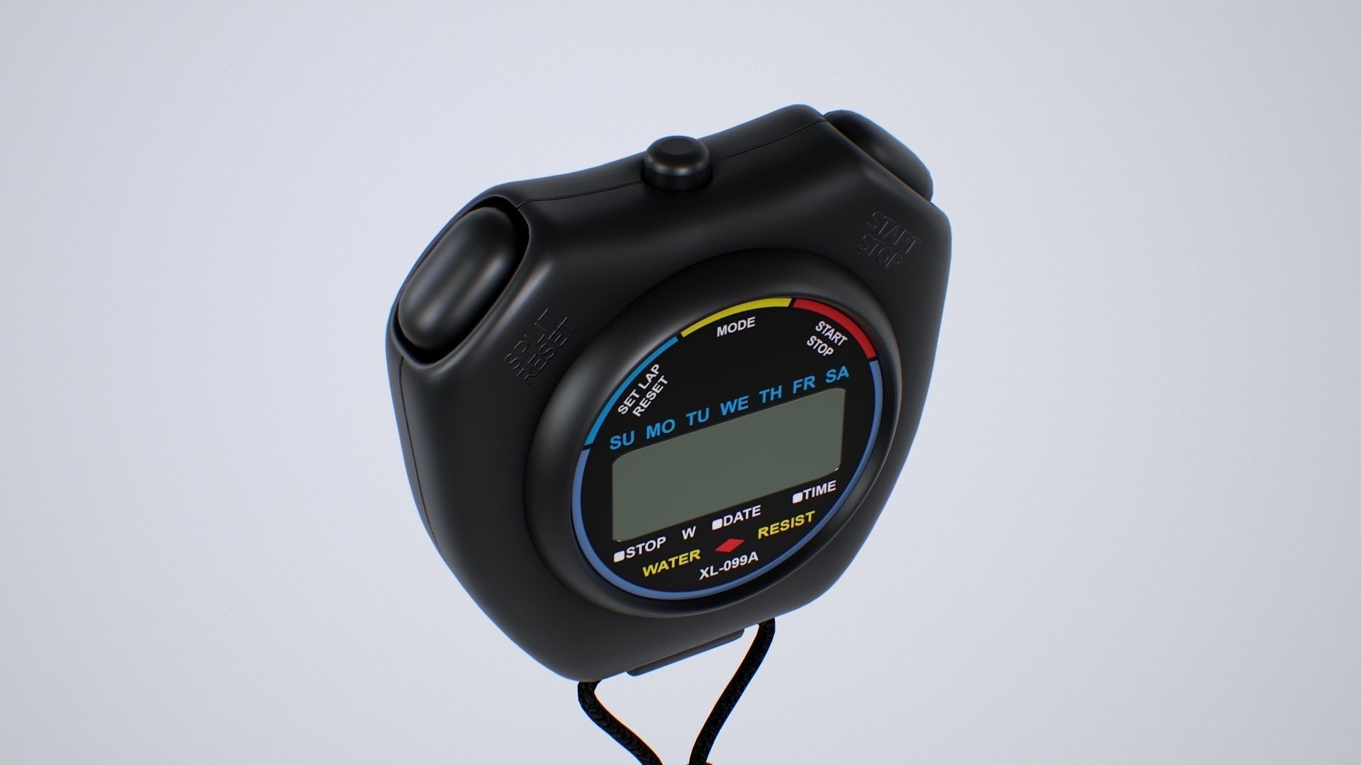 Stopwatch digital thermometer with cord Low-poly 3D model_10