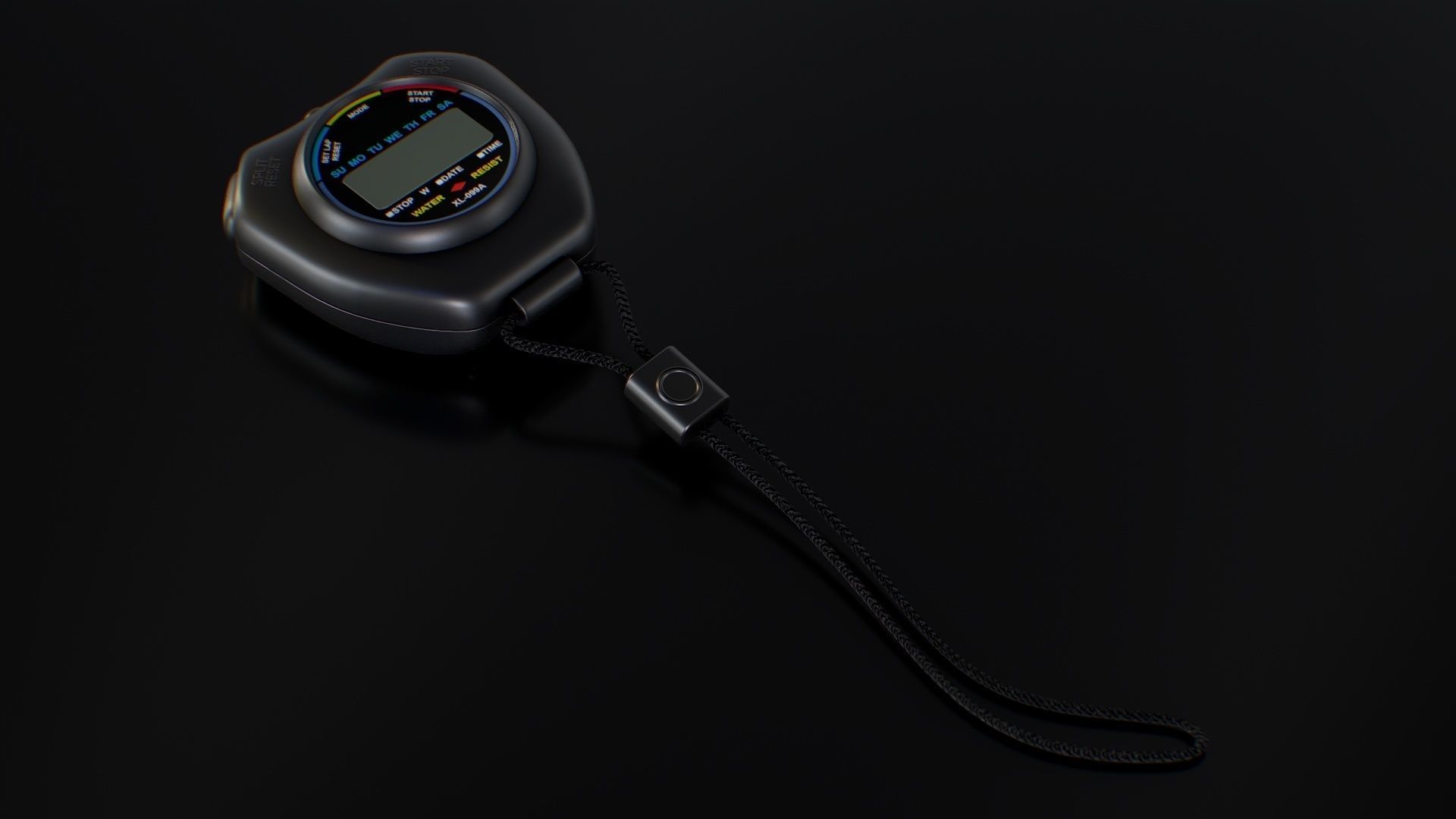 Stopwatch digital thermometer with cord Low-poly 3D model_5