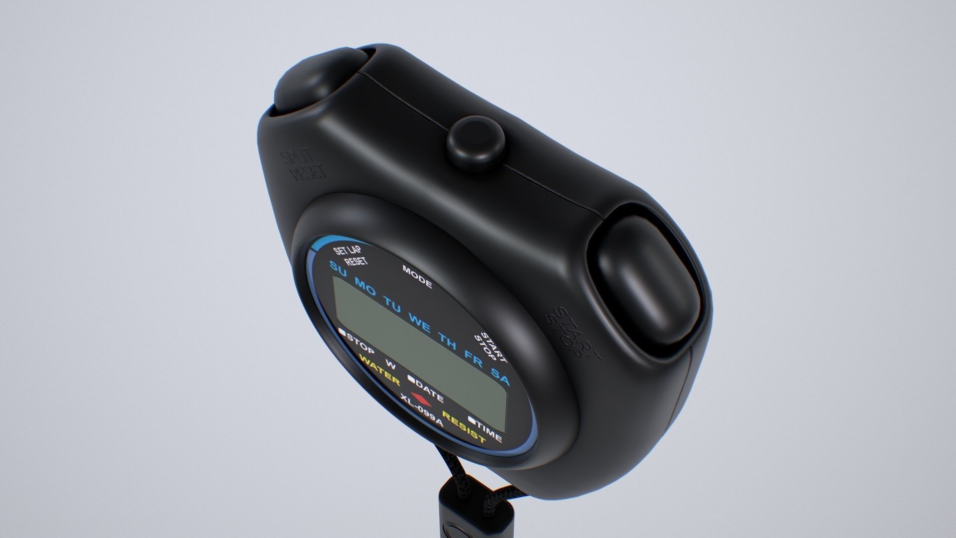 Stopwatch digital thermometer with cord Low-poly 3D model_14