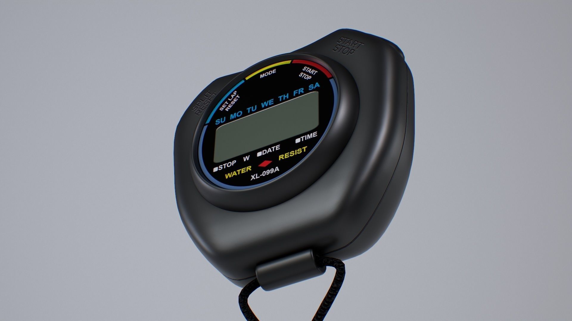 Stopwatch digital thermometer with cord Low-poly 3D model_12