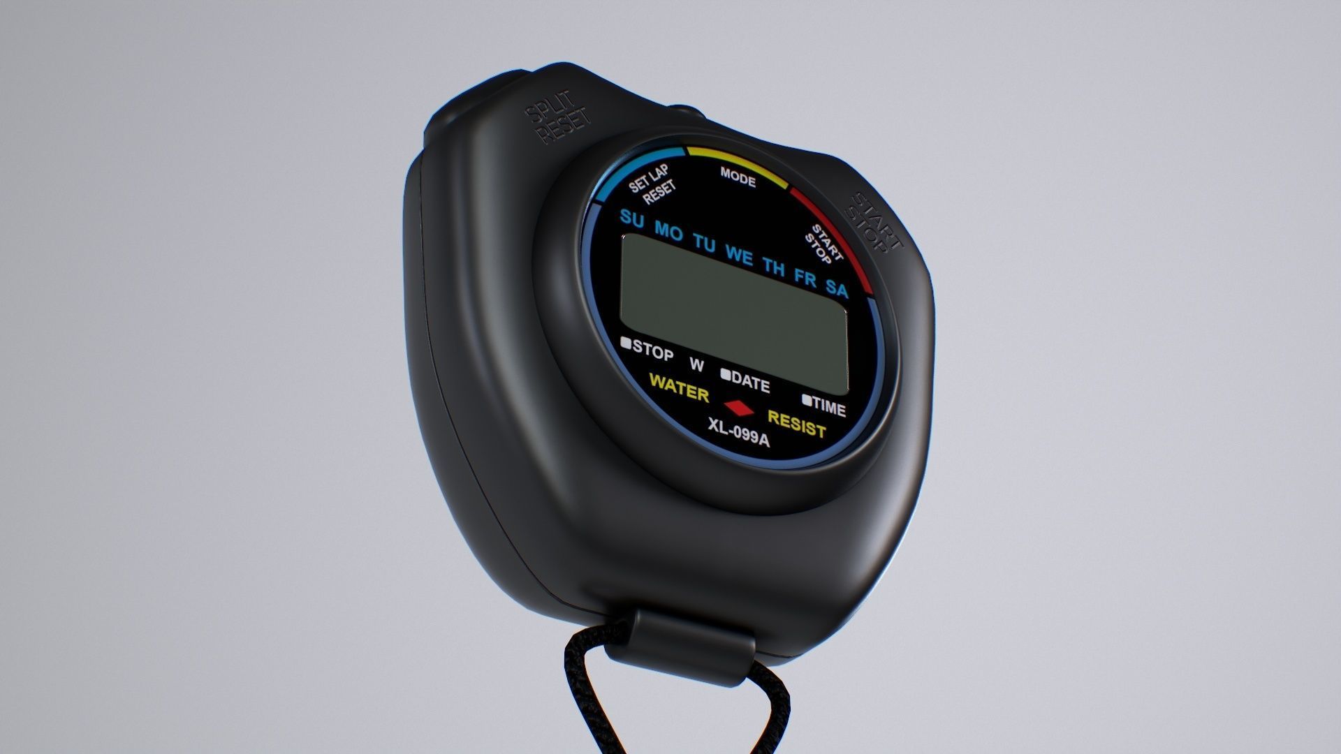 Stopwatch digital thermometer with cord Low-poly 3D model_13