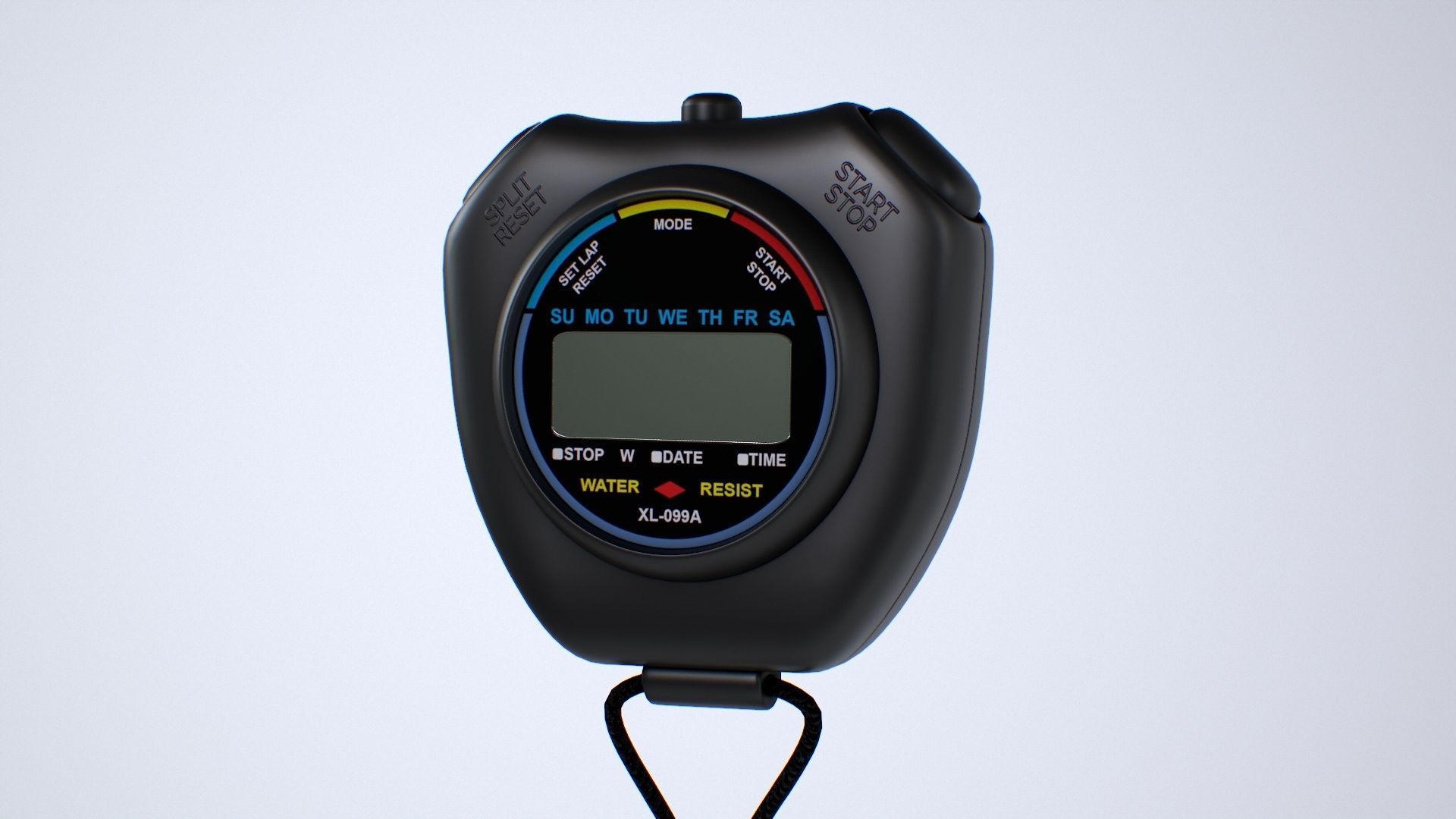 Stopwatch digital thermometer with cord Low-poly 3D model_9