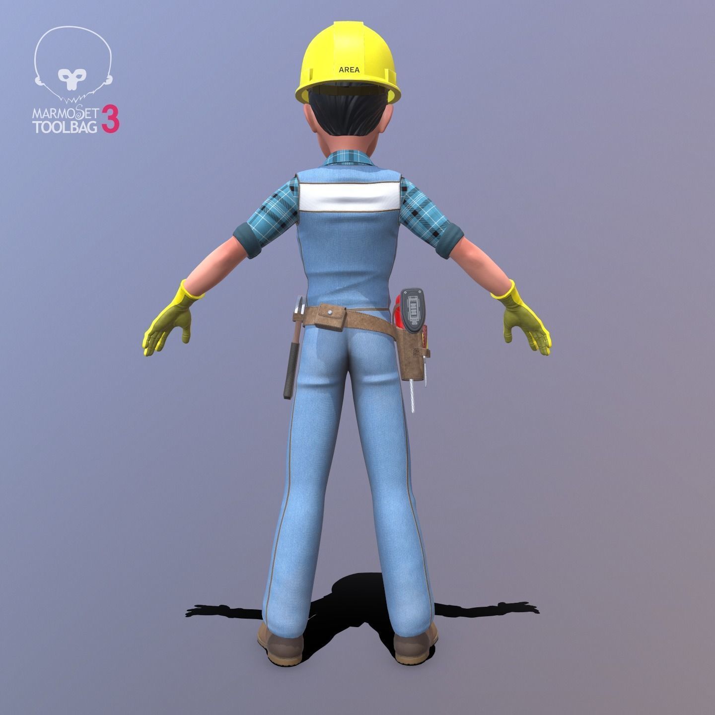 Builder construction worker Low-poly 3D model_13