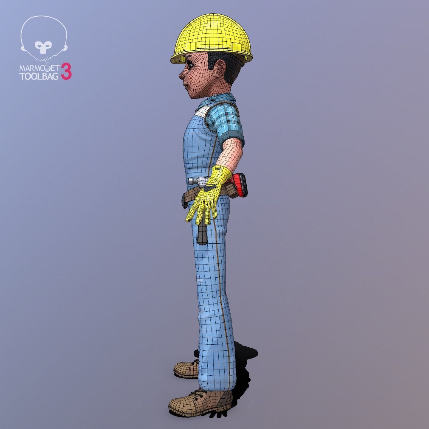 Builder construction worker Low-poly 3D model_18