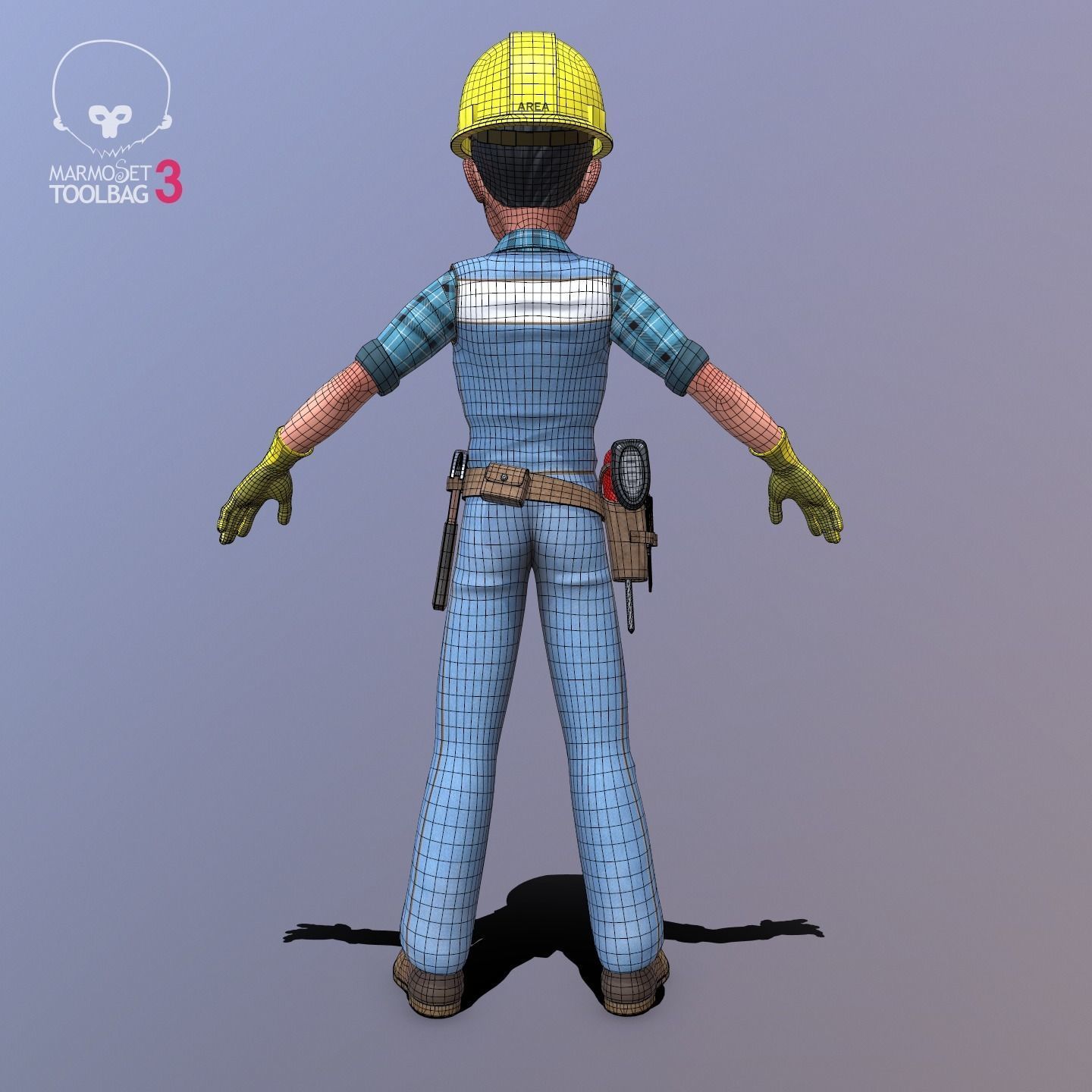 Builder construction worker Low-poly 3D model_14