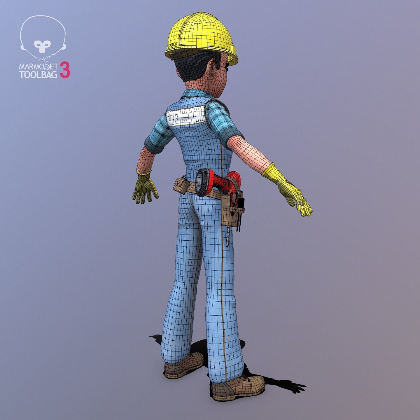 Builder construction worker Low-poly 3D model_12