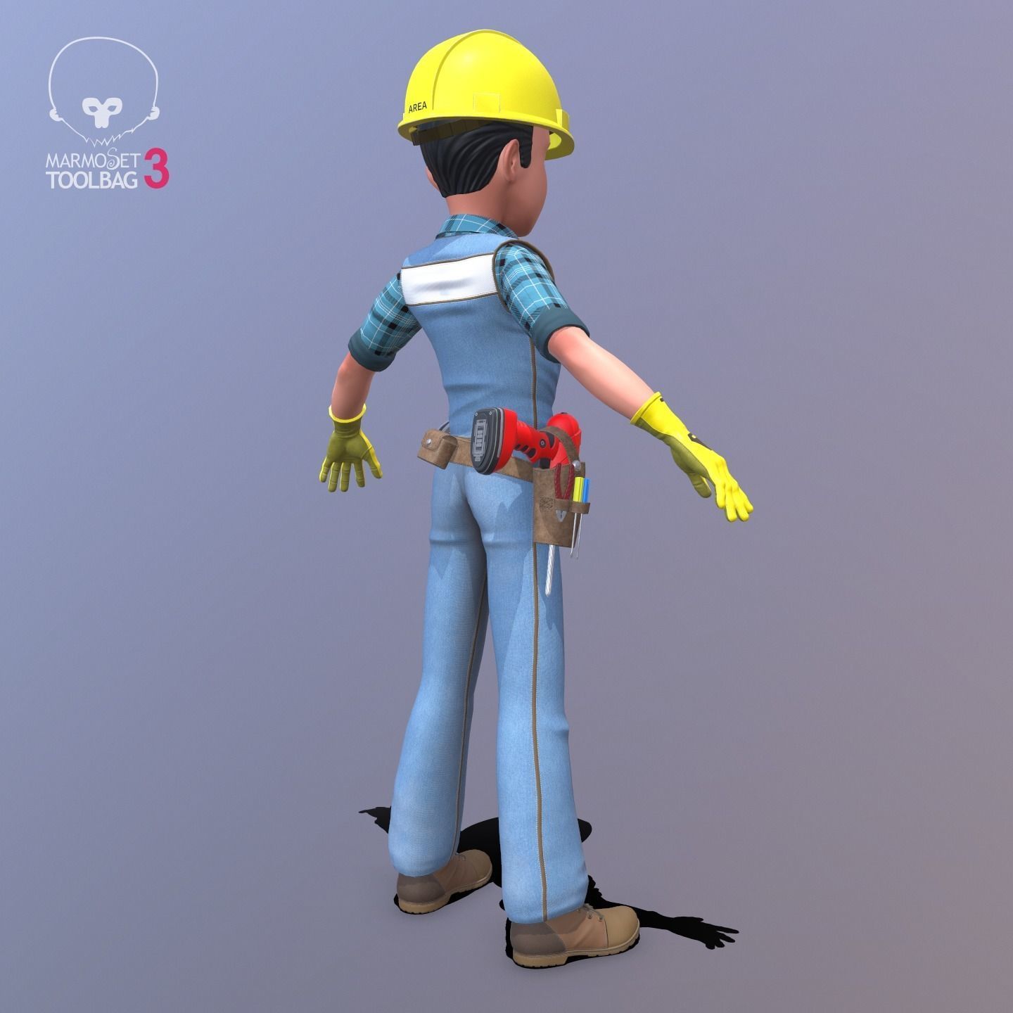 Builder construction worker Low-poly 3D model_11