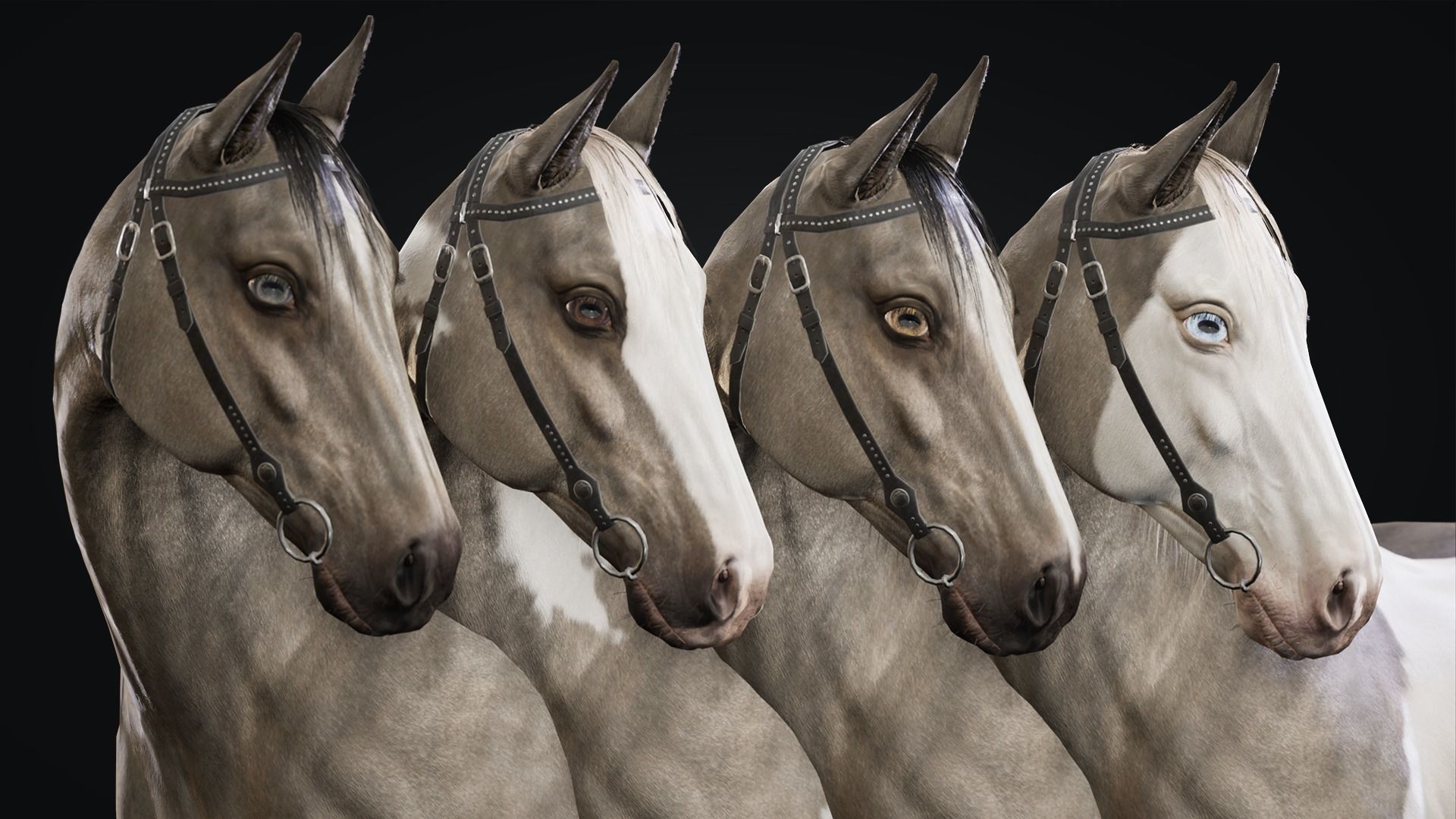 Horse Herd - Low poly animated game-ready Horse and  control rig Low-poly 3D model_17