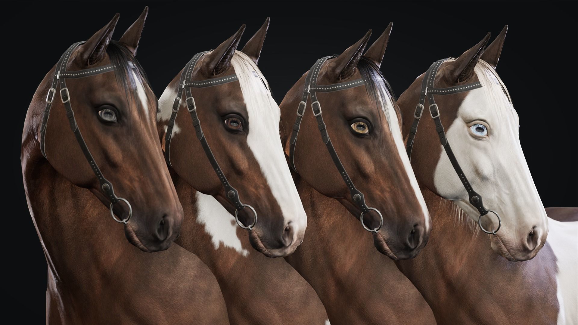 Horse Herd - Low poly animated game-ready Horse and  control rig Low-poly 3D model_16