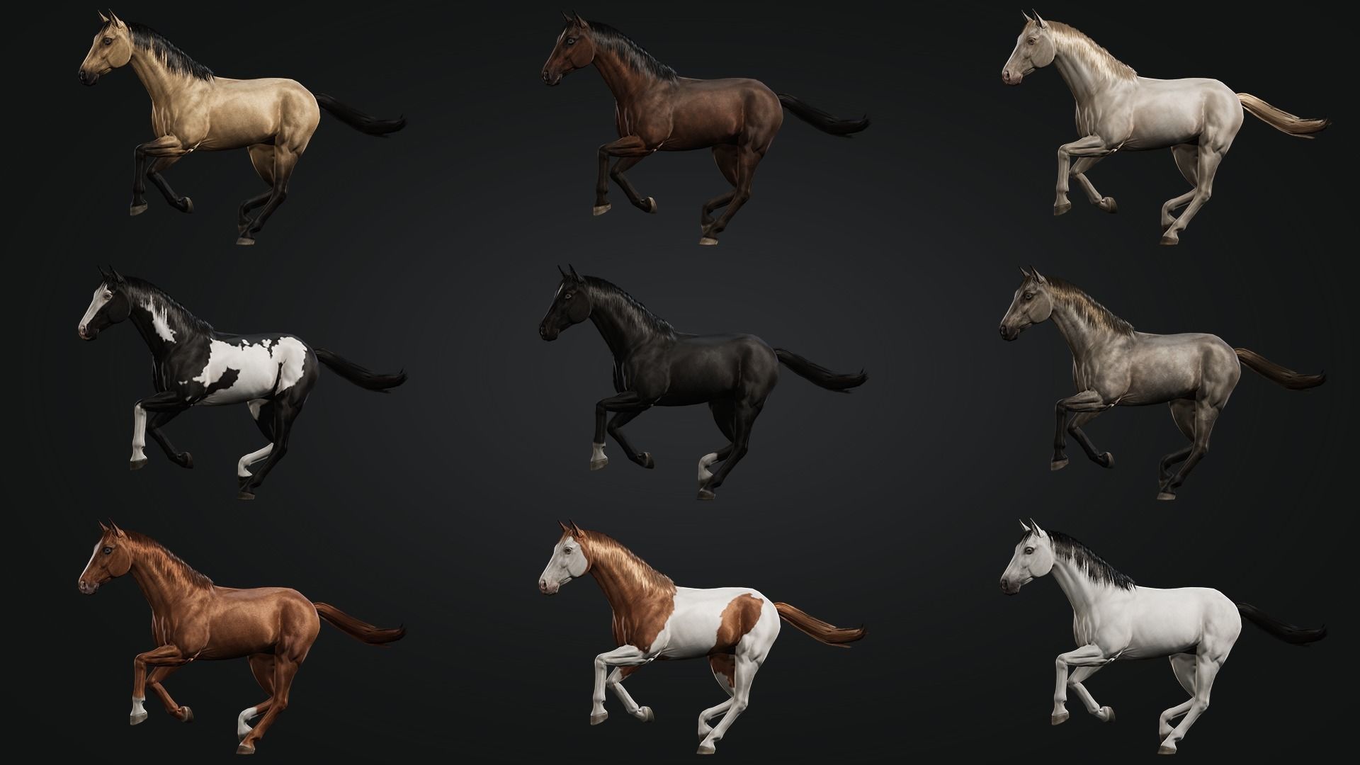 Horse Herd - Low poly animated game-ready Horse and  control rig Low-poly 3D model_9