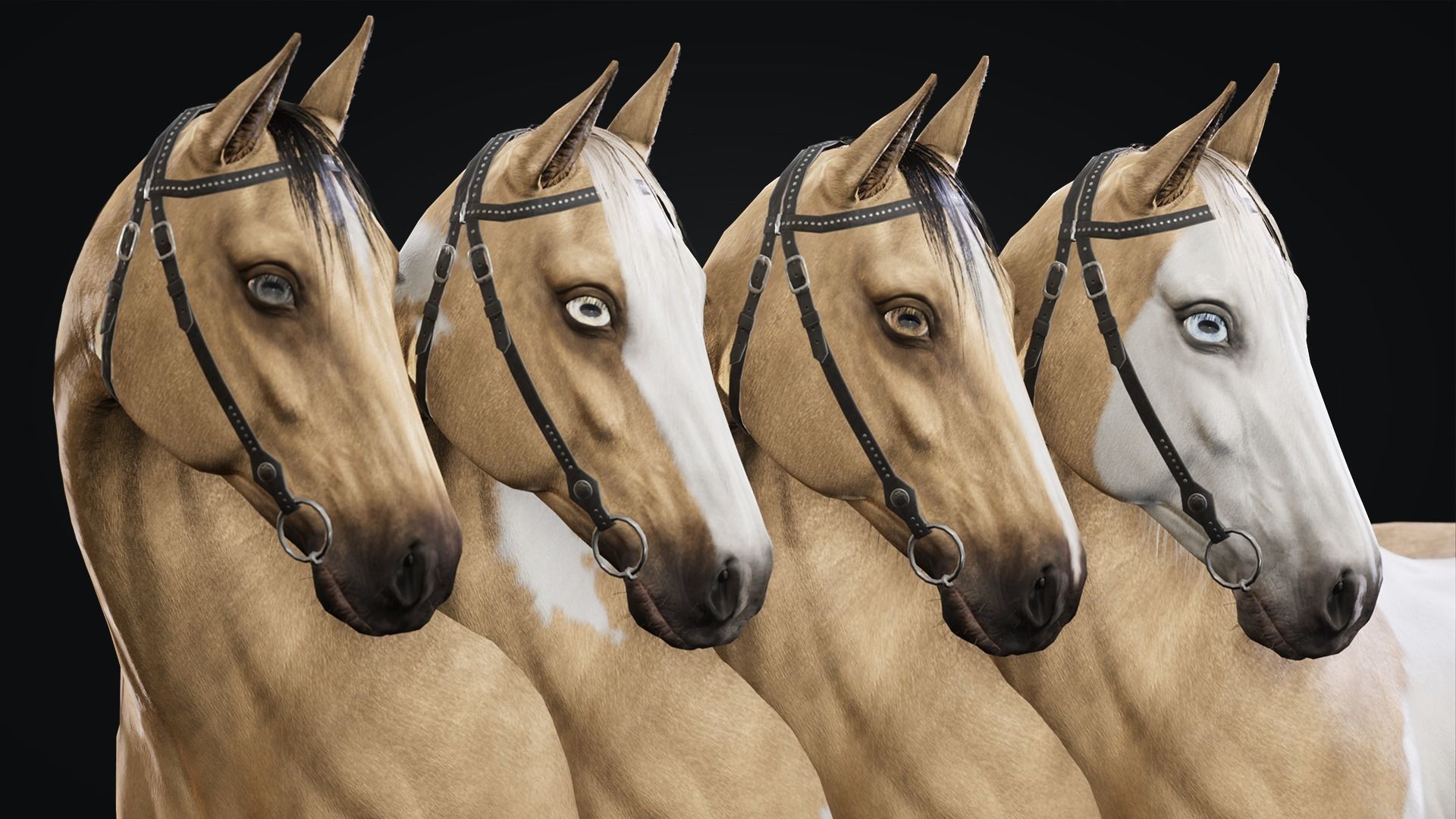 Horse Herd - Low poly animated game-ready Horse and  control rig Low-poly 3D model_18